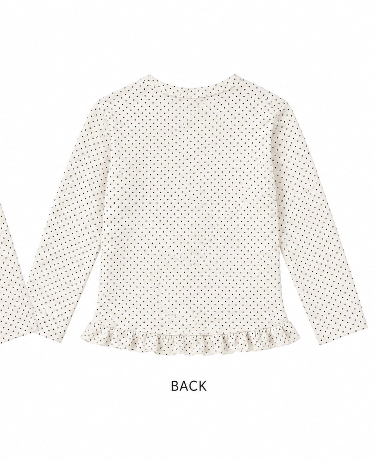 Korean Kidswear PLAINMOOD Dot Ruffle Long Sleeve White Top