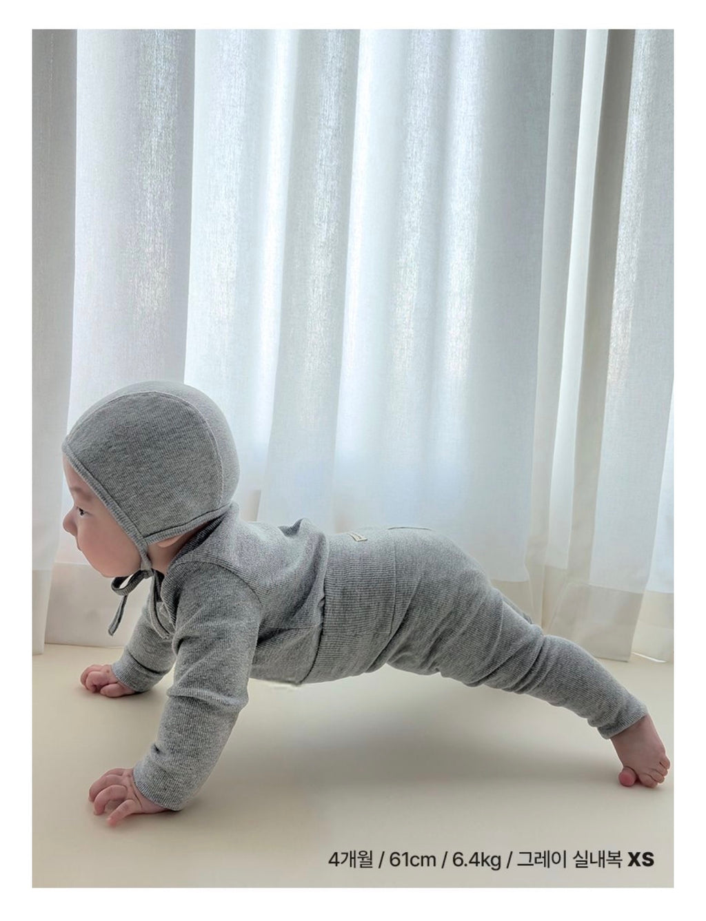 Banana Blossom Baby Cotton Ribbed Pajama Set - Grey