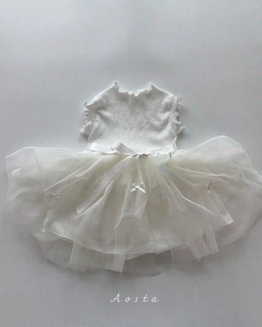 Korean Kidswear Floral Embroidered Tulle Princess Dress | White (Instock)
