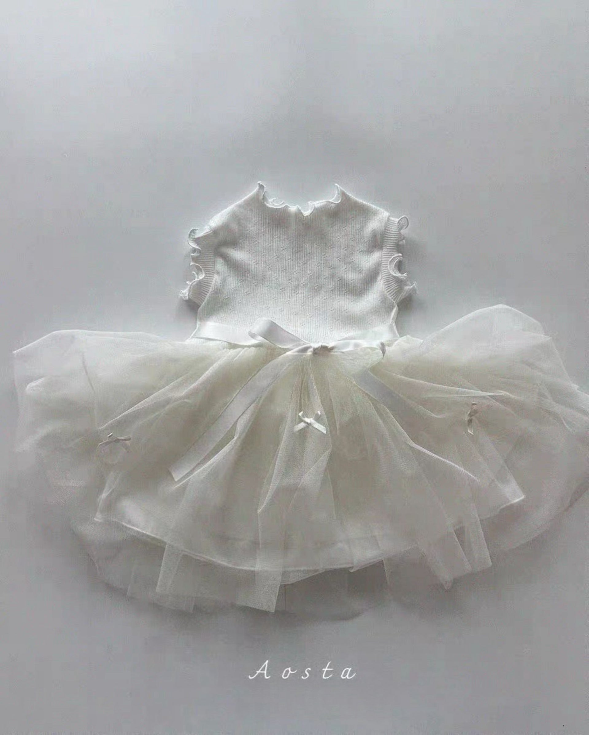 Korean Kidswear Floral Embroidered Tulle Princess Dress | White (Instock)