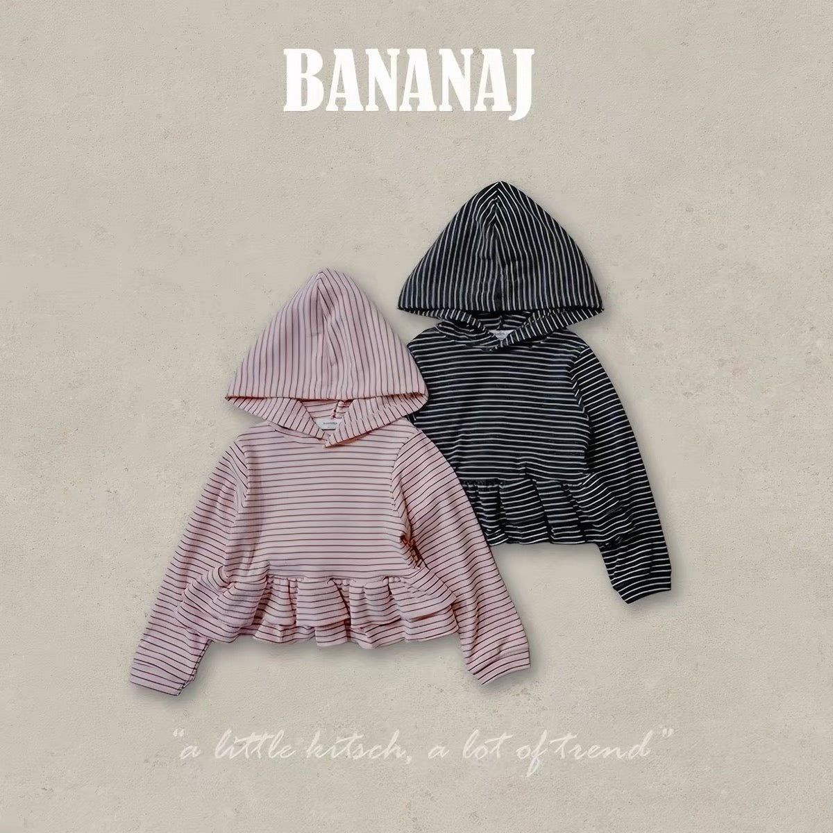 Korean Kidswear | Striped Ruffle Hoodie & Shorts Set
