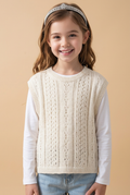 Pointelle Knit Vest by Mini Kelly