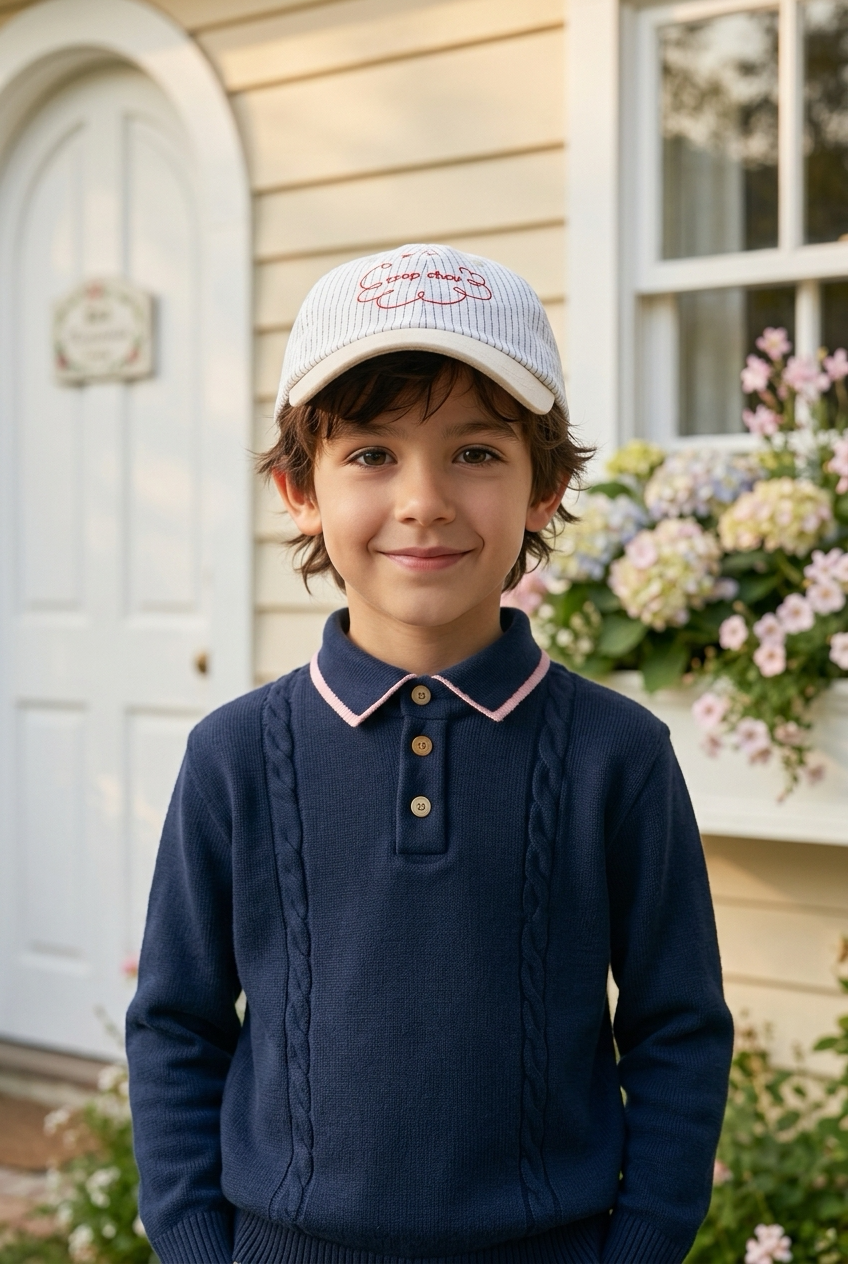 Stripe Embroidered Baseball Cap by Mini Kelly