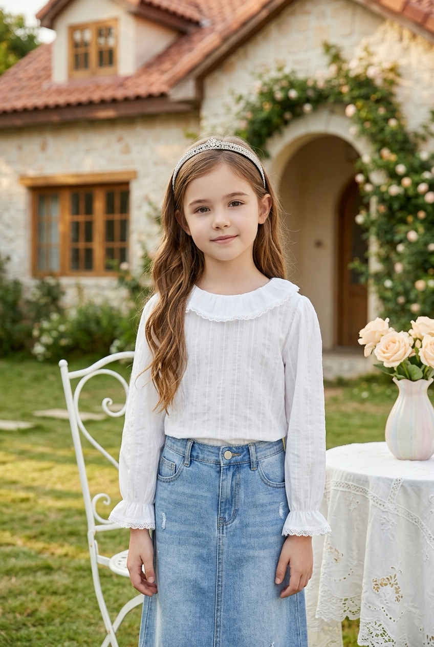 Lace Ruffle Collar Blouse by Mini Kelly