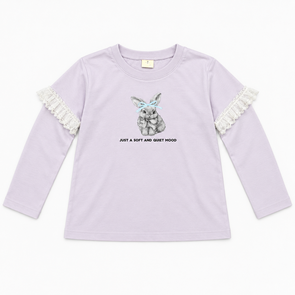 Korean Kidswear | Bunny Lace Long Sleeve Lavender Tee