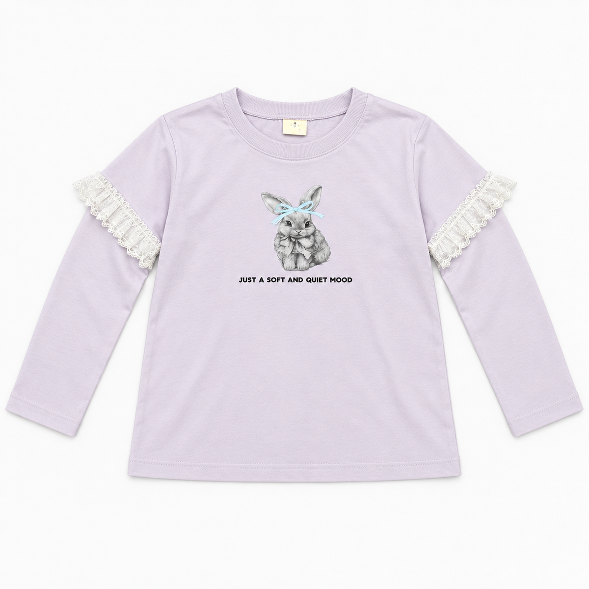 Korean Kidswear | Bunny Lace Long Sleeve Lavender Tee