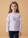 Korean Kidswear | Bunny Lace Long Sleeve Lavender Tee