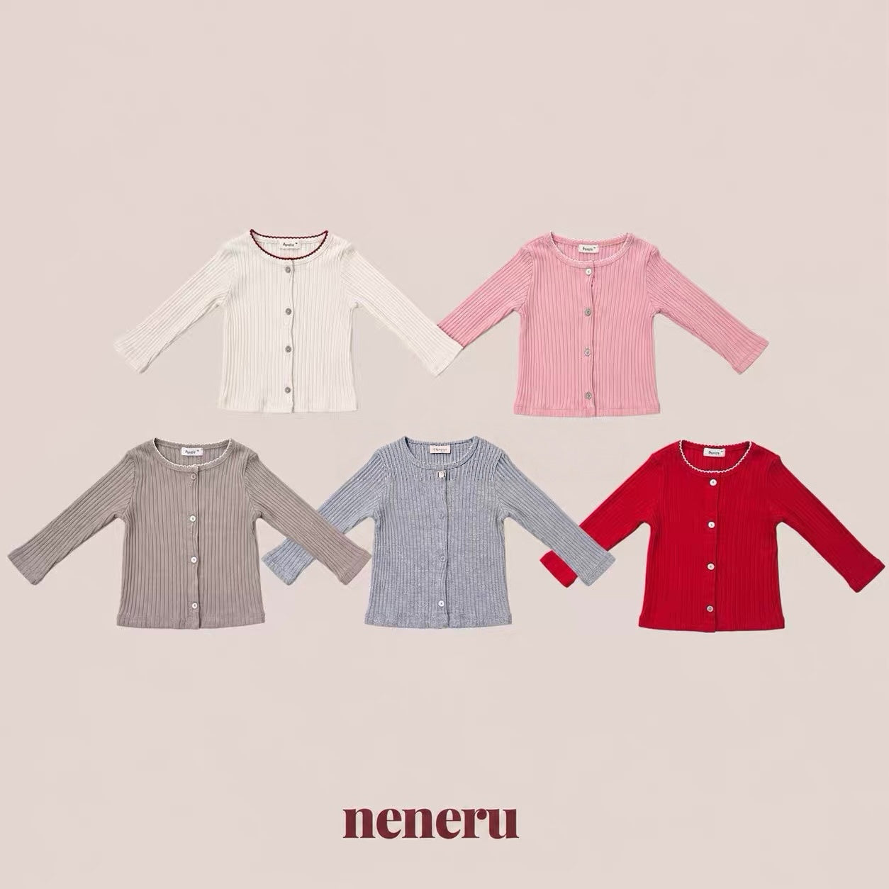 Korean Kidswear Ribbed Ruffle Cardigan - 3 Colors