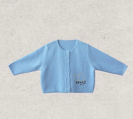 BIEN A BIEN Blue Embroidered Knit Cardigan - Korean Kidswear