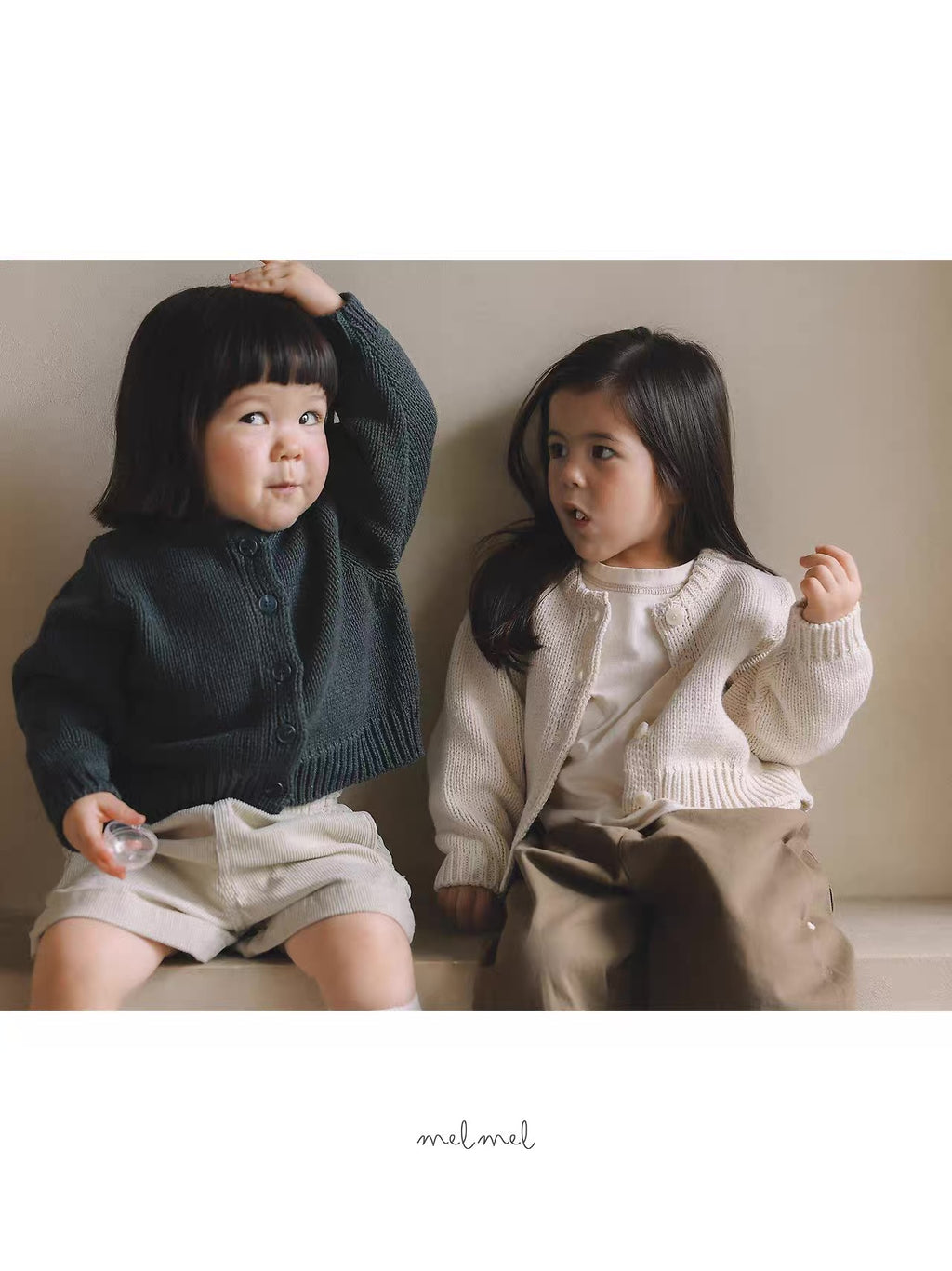 Korean Kidswear Classic Knit Cardigan - 2 Colors