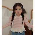 Korean Kidswear Plaid Ruffle Collar Top - 2 Colors