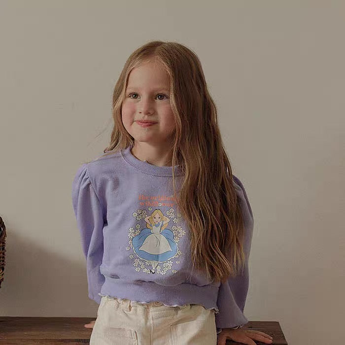 Korean Kidswear Alice Puff Sleeve Sweatshirt - Lavender