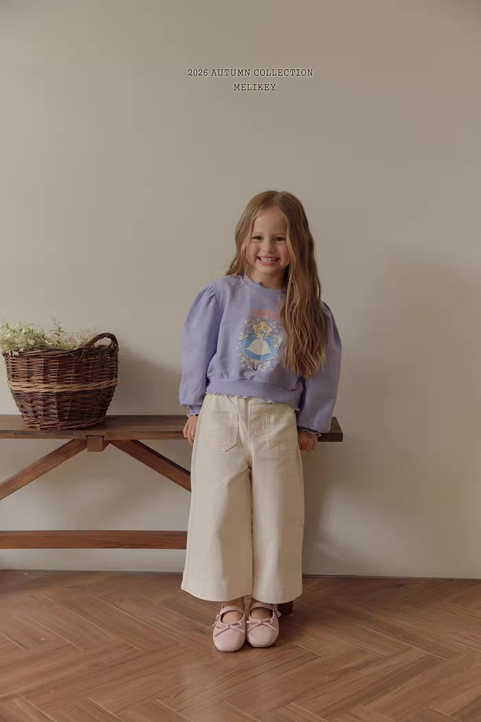 Korean Kidswear Alice Puff Sleeve Sweatshirt - Lavender