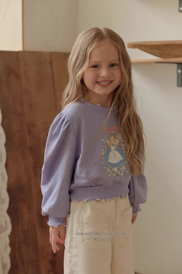 Korean Kidswear Alice Puff Sleeve Sweatshirt - Lavender