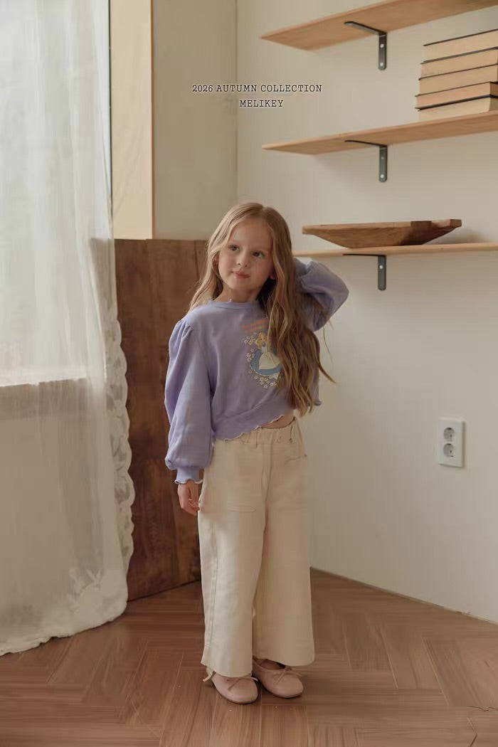 Korean Kidswear Alice Puff Sleeve Sweatshirt - Lavender