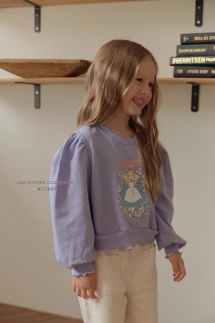 Korean Kidswear Alice Puff Sleeve Sweatshirt - Lavender