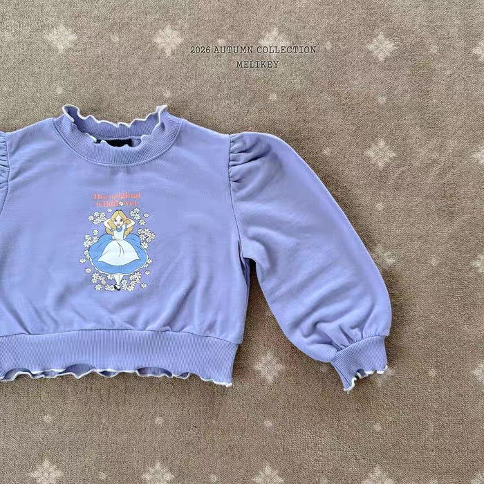Korean Kidswear Alice Puff Sleeve Sweatshirt - Lavender