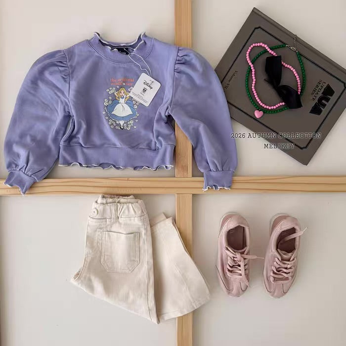 Korean Kidswear Alice Puff Sleeve Sweatshirt - Lavender