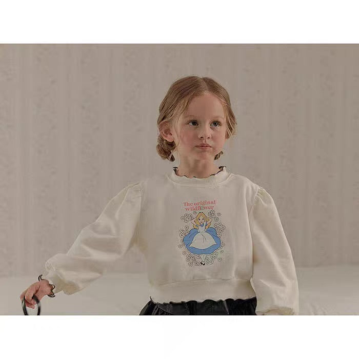 Korean Kidswear Alice Puff Sleeve Sweatshirt - Ivory