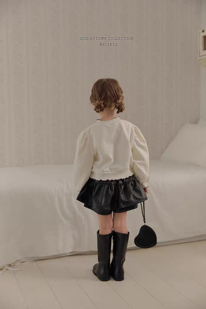 Korean Kidswear Alice Puff Sleeve Sweatshirt - Ivory