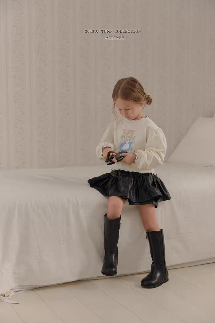 Korean Kidswear Alice Puff Sleeve Sweatshirt - Ivory