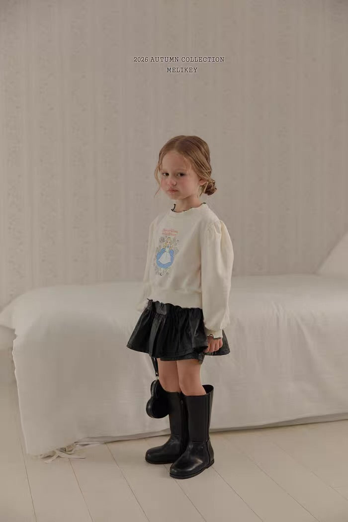 Korean Kidswear Alice Puff Sleeve Sweatshirt - Ivory