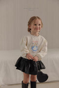 Korean Kidswear Alice Puff Sleeve Sweatshirt - Ivory