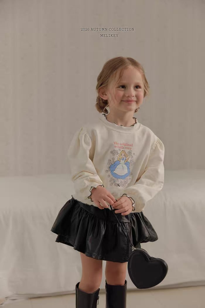 Korean Kidswear Alice Puff Sleeve Sweatshirt - Ivory