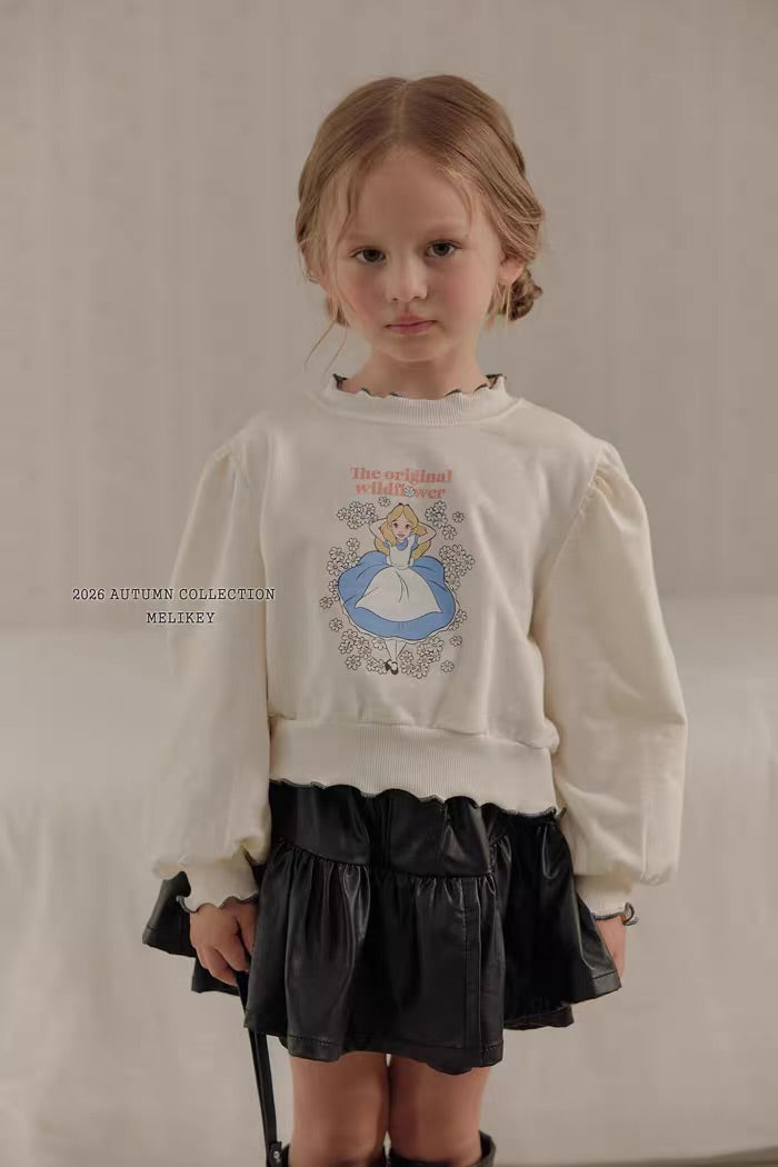 Korean Kidswear Alice Puff Sleeve Sweatshirt - Ivory