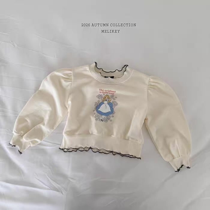 Korean Kidswear Alice Puff Sleeve Sweatshirt - Ivory