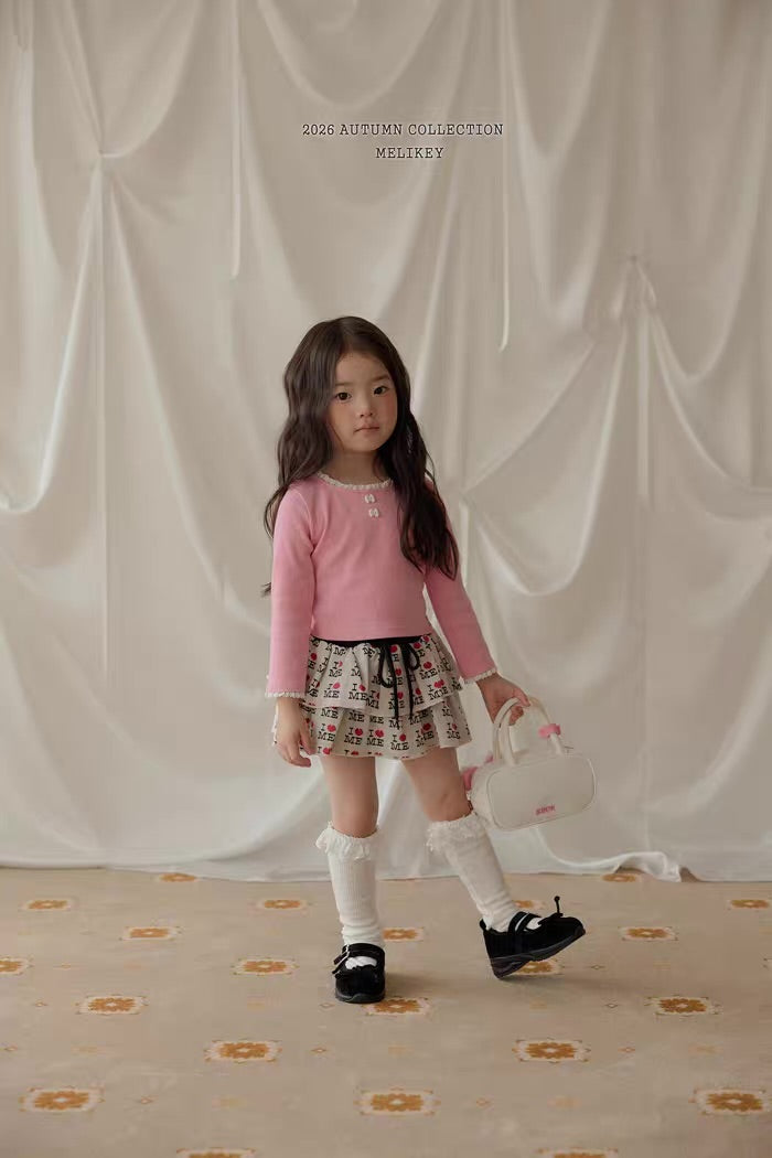 Korean Kidswear Lace Trim Long Sleeve Top - 3 Colors