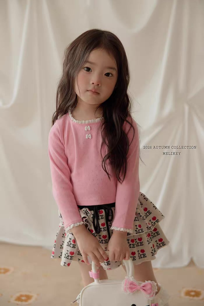 Korean Kidswear Lace Trim Long Sleeve Top - 3 Colors