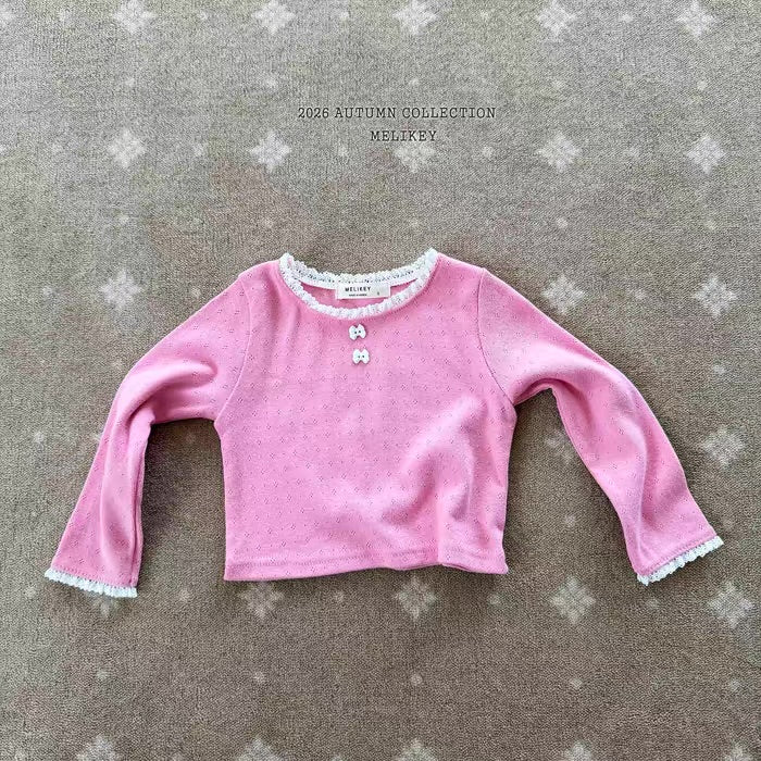 Korean Kidswear Lace Trim Long Sleeve Top - 3 Colors