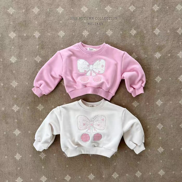 Korean Kidswear Bow & Cherry Sweatshirt - 2 Colors