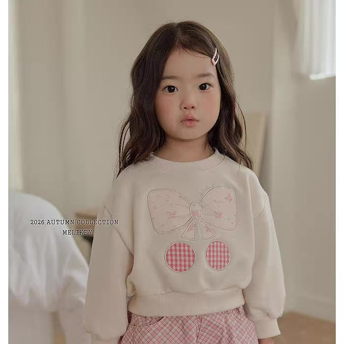 Korean Kidswear Bow & Cherry Sweatshirt - 2 Colors