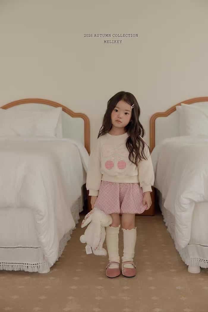 Korean Kidswear Bow & Cherry Sweatshirt - 2 Colors
