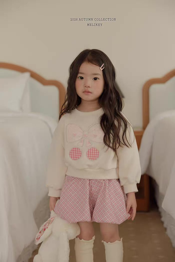 Korean Kidswear Bow & Cherry Sweatshirt - 2 Colors