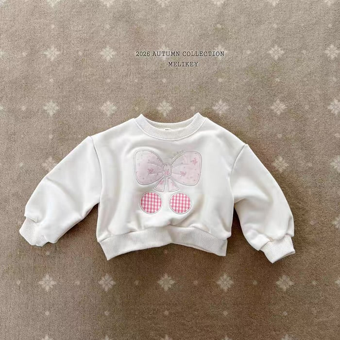 Korean Kidswear Bow & Cherry Sweatshirt - 2 Colors
