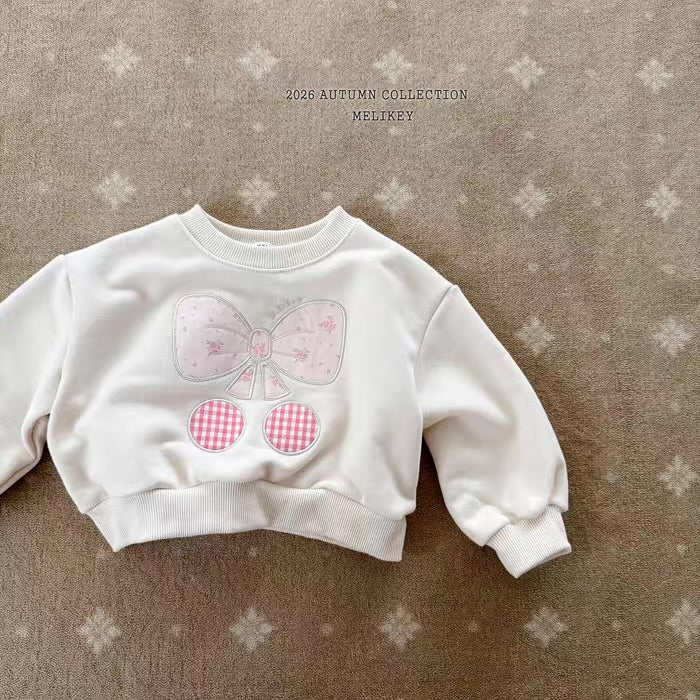 Korean Kidswear Bow & Cherry Sweatshirt - 2 Colors