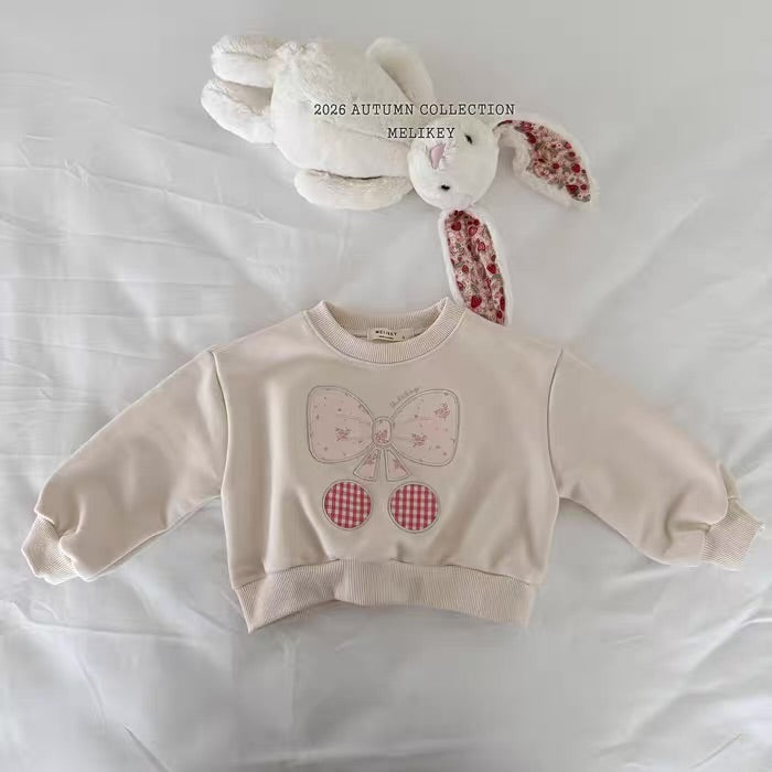 Korean Kidswear Bow & Cherry Sweatshirt - 2 Colors