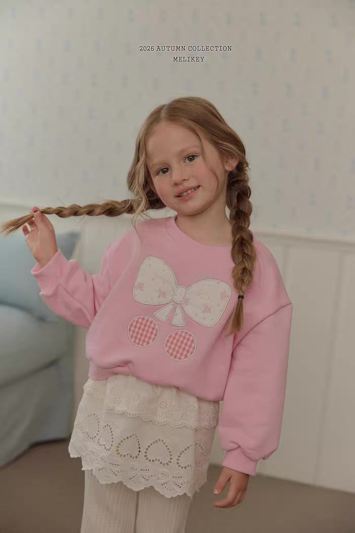 Korean Kidswear Bow & Cherry Sweatshirt - 2 Colors