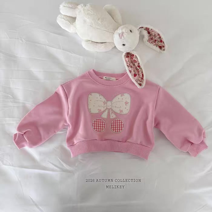 Korean Kidswear Bow & Cherry Sweatshirt - 2 Colors