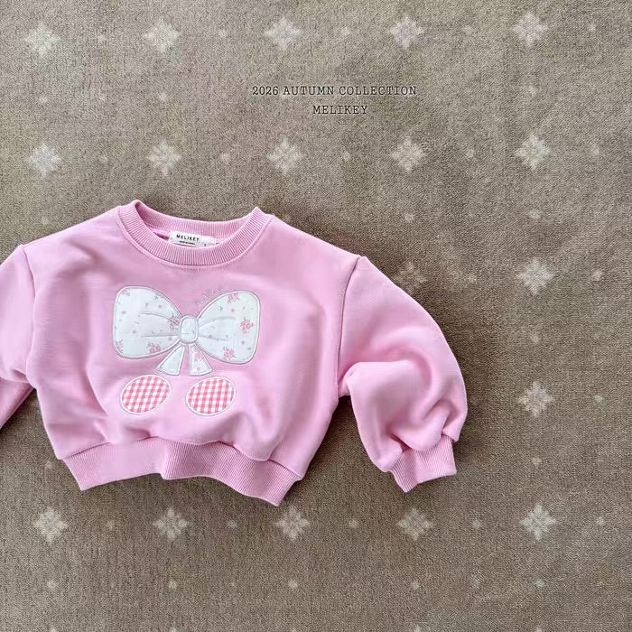 Korean Kidswear Bow & Cherry Sweatshirt - 2 Colors