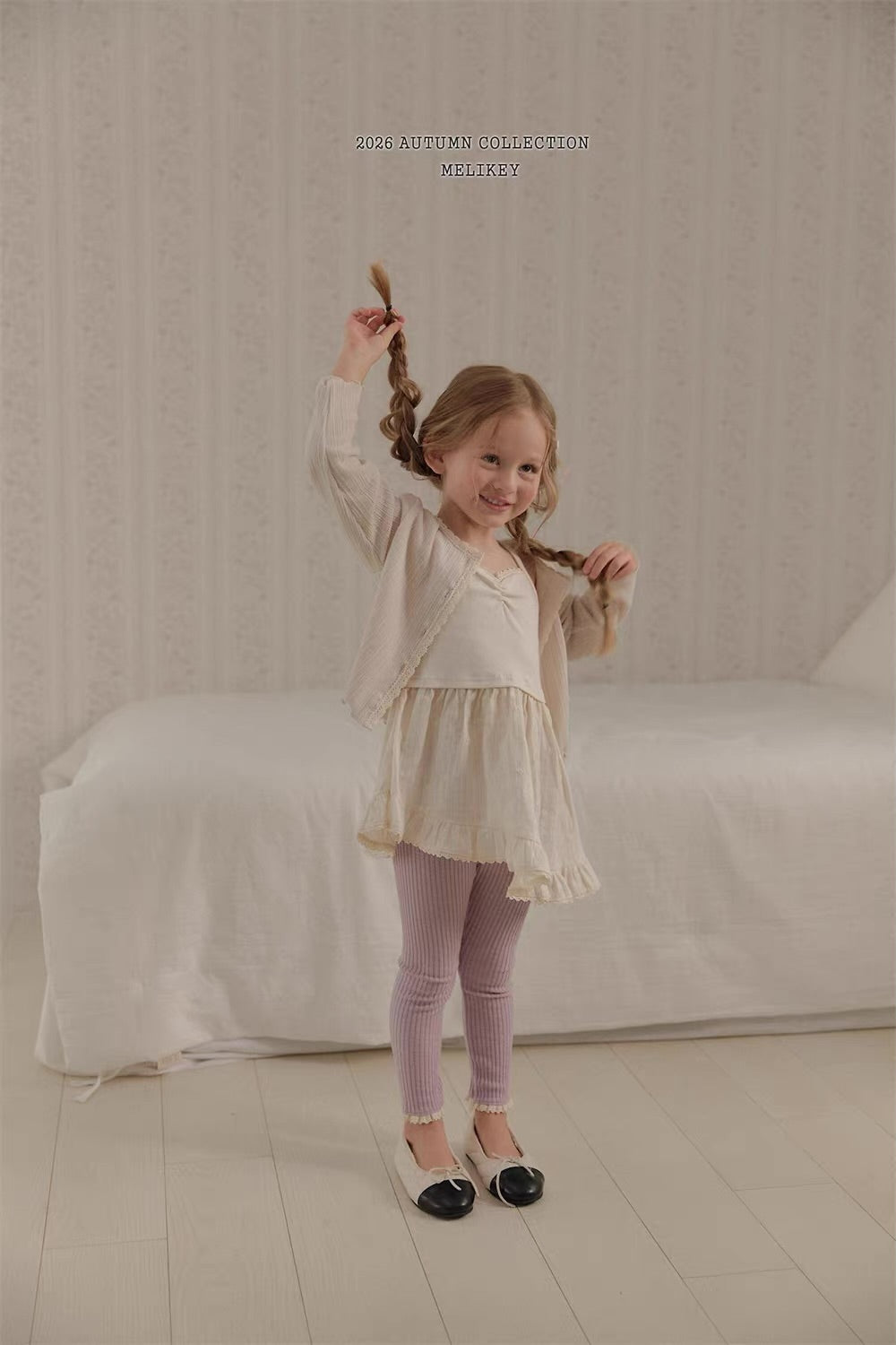 Korean Kidswear Lace Trim Ribbed Leggings - 3 Colors