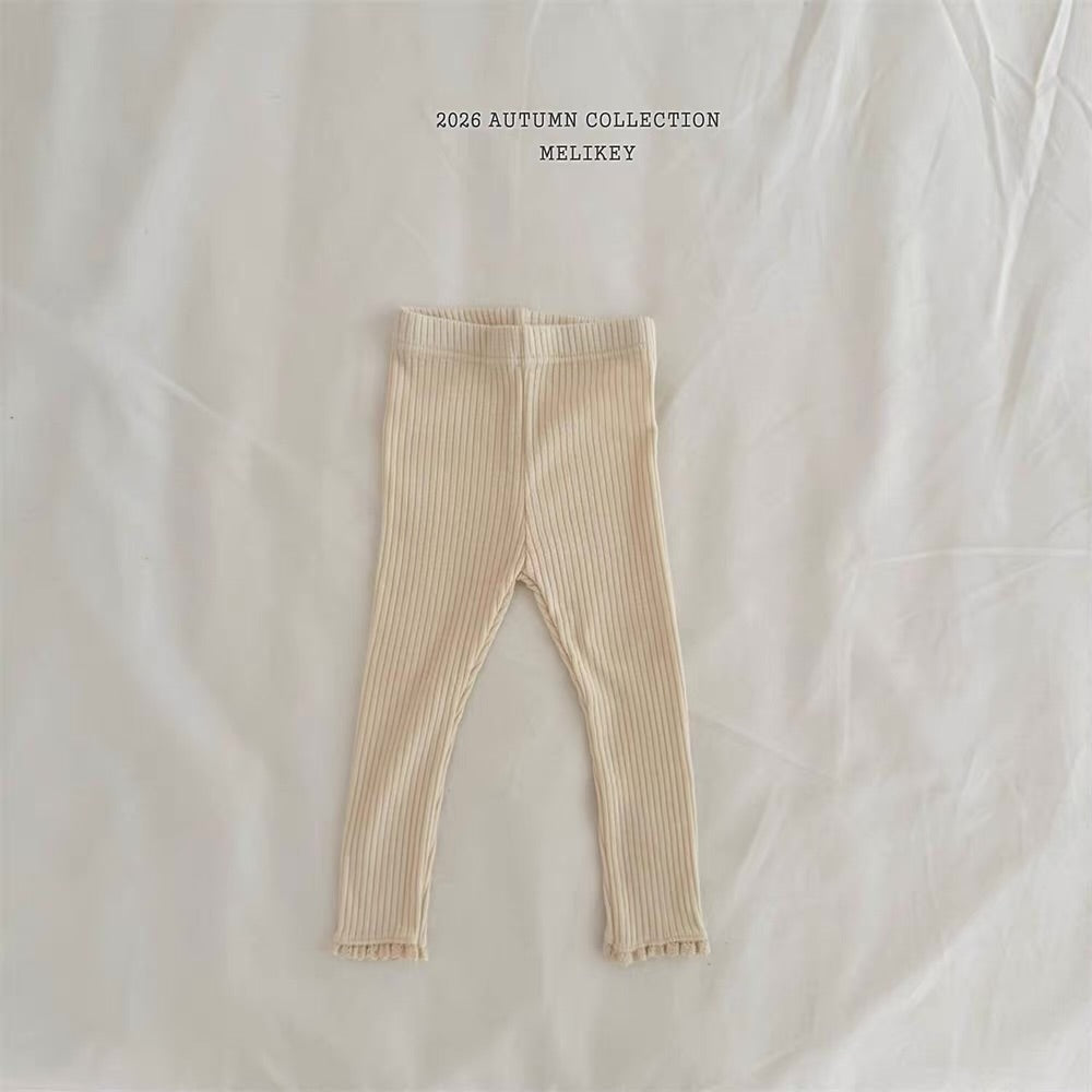 Korean Kidswear Lace Trim Ribbed Leggings - 3 Colors