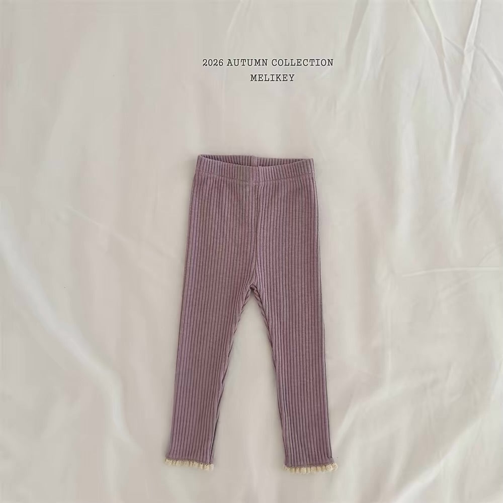 Korean Kidswear Lace Trim Ribbed Leggings - 3 Colors