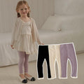 Korean Kidswear Lace Trim Ribbed Leggings - 3 Colors