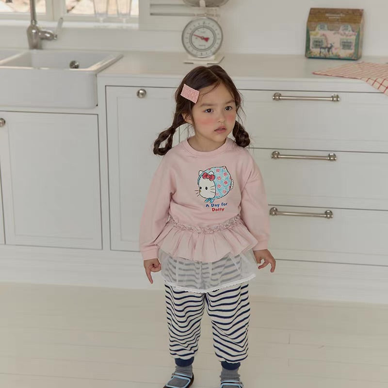 Korean Kidswear Kitty Graphic Sweatshirt - 3 Colors