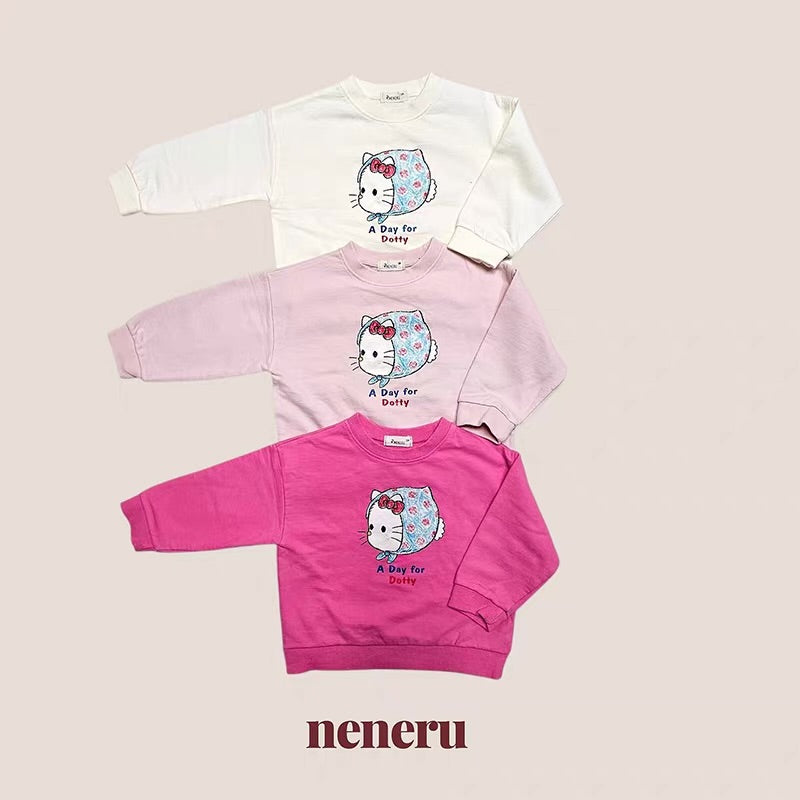 Korean Kidswear Kitty Graphic Sweatshirt - 3 Colors