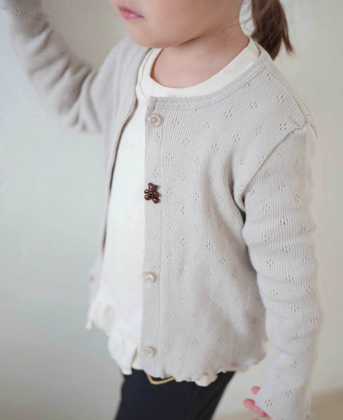 Korean Kidswear | Buttercup Teddy Pointelle Cardigan